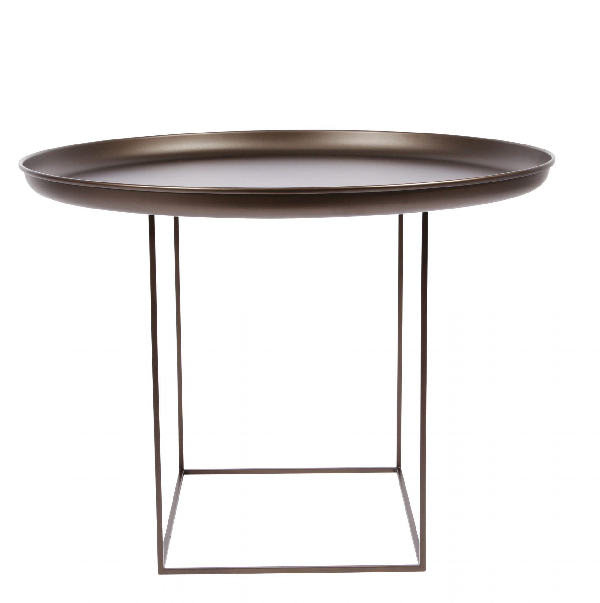 Duke Coffee Table Medium Norr11 Earth black: Runder Couchtisch mit filigranem Metallgestell.